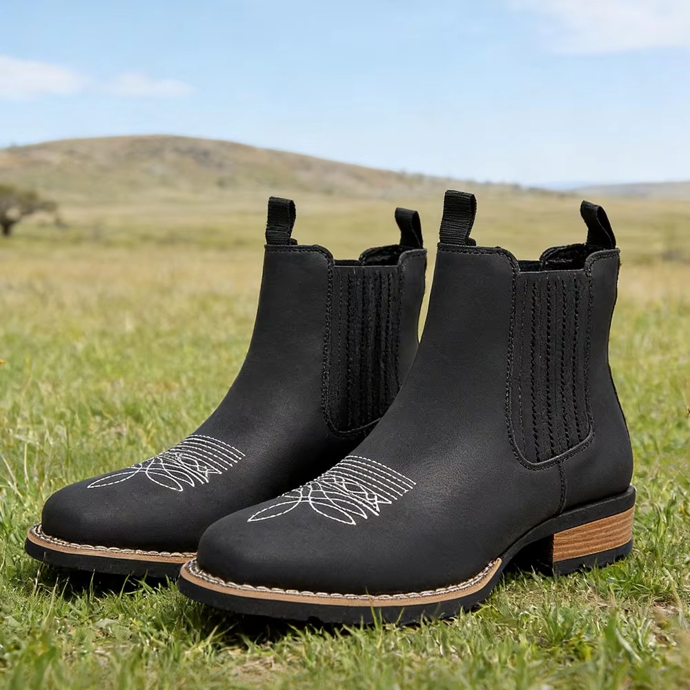 Men's Wide Toe Cowboy Boots Sl - Ethnic Fashion In ulasan dan harga