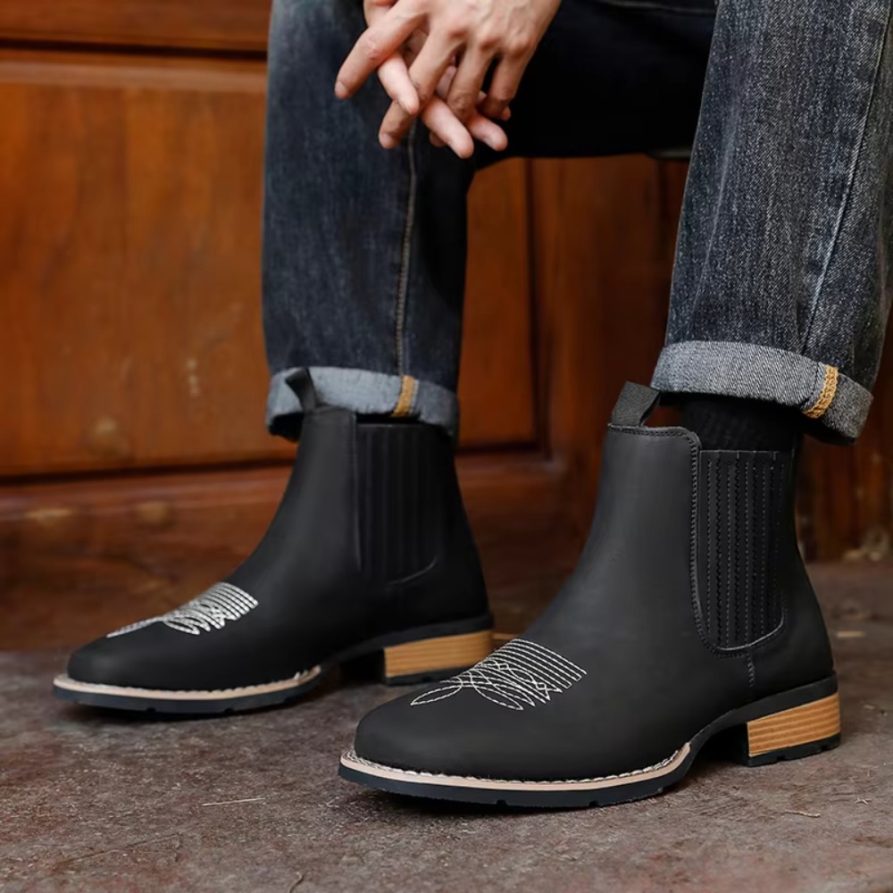 Men's Wide Toe Cowboy Boots Sl - Ethnic Fashion In ulasan dan harga