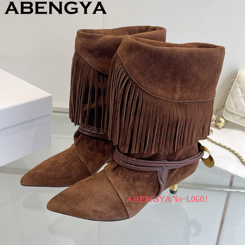 Suede Leather Edge Tassel Desi - Ethnic Fashion In ulasan dan harga