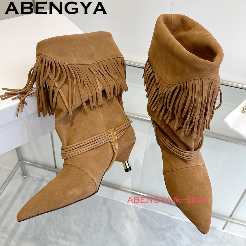 Suede Leather Edge Tassel Desi - Ethnic Fashion In ulasan dan harga