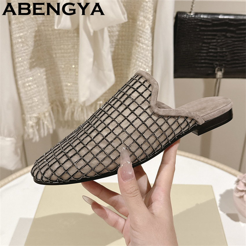 Shiny Lace Mesh Round Toe Flat - Ethnic Fashion In ulasan dan harga