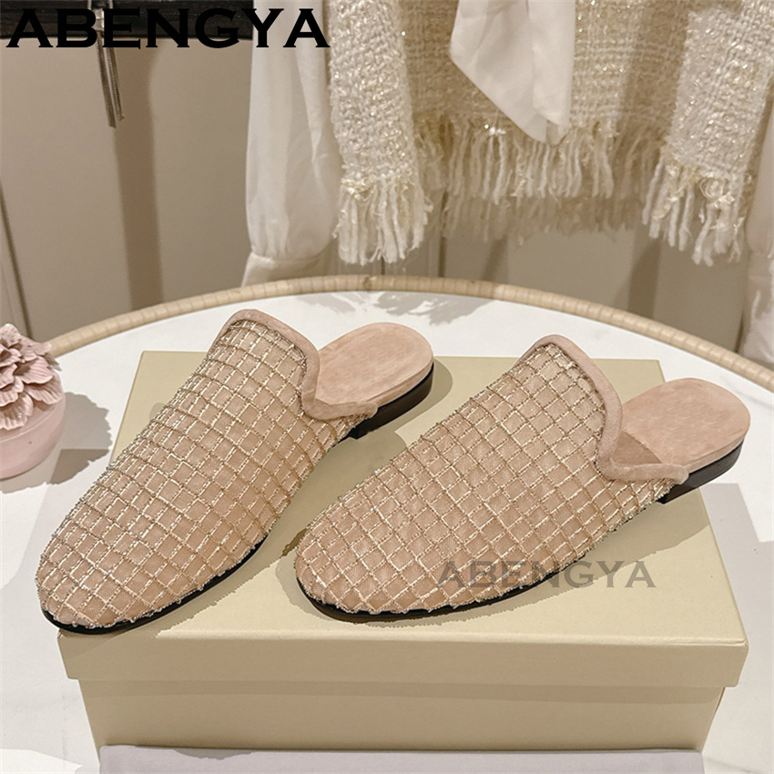 Shiny Lace Mesh Round Toe Flat - Ethnic Fashion In ulasan dan harga