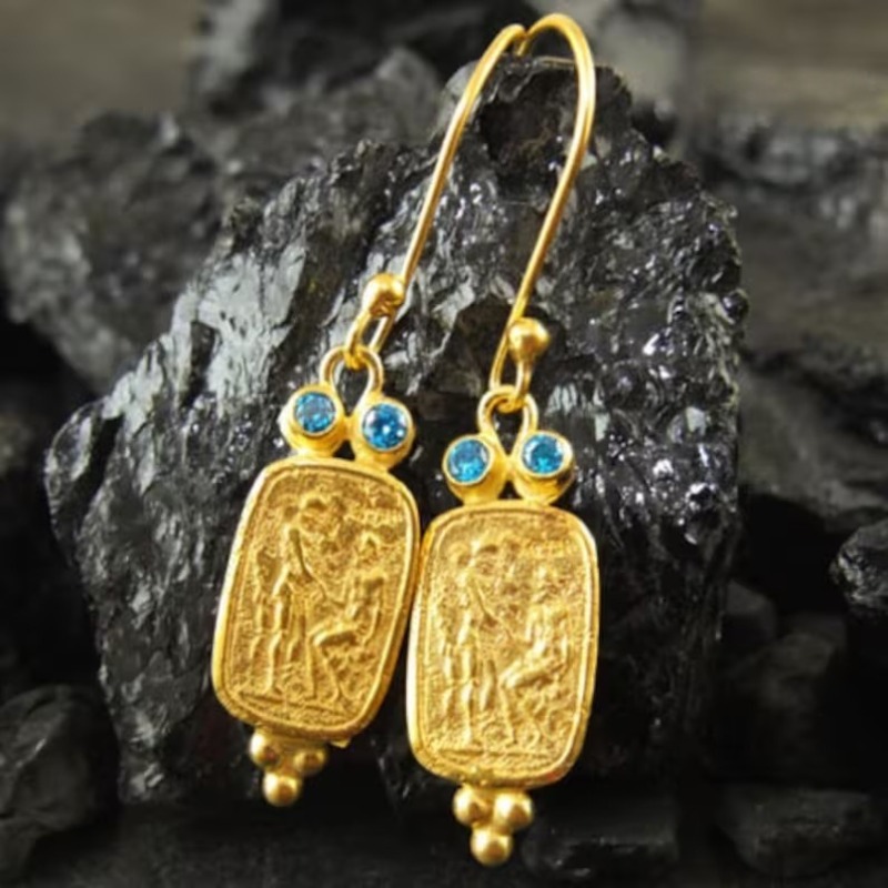Vintage Inlaid Sea Blue CZ Dan - Ethnic Fashion Wear For Women ulasan dan harga