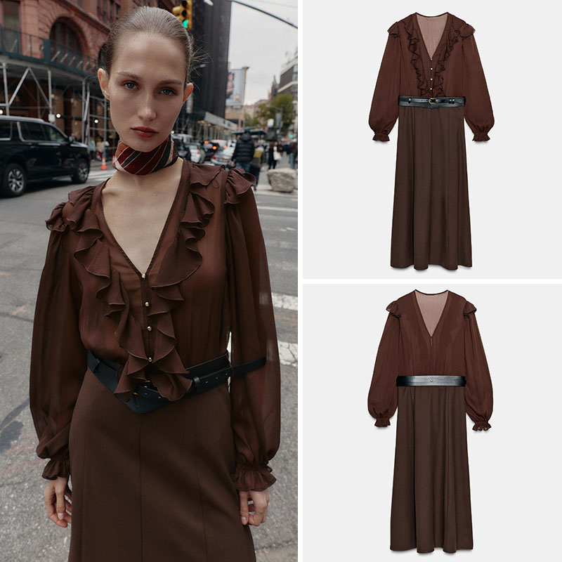 Elegant V-Neck Long Sleeve Mid - Ethnic Fashion Wear For Women ulasan dan harga