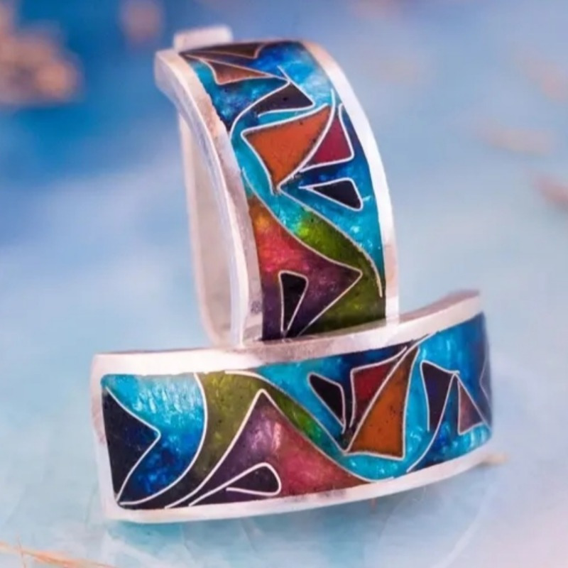 Ethnic Silver Color Enamel Hoo - Ethnic Fashion Wear For Women ulasan dan harga