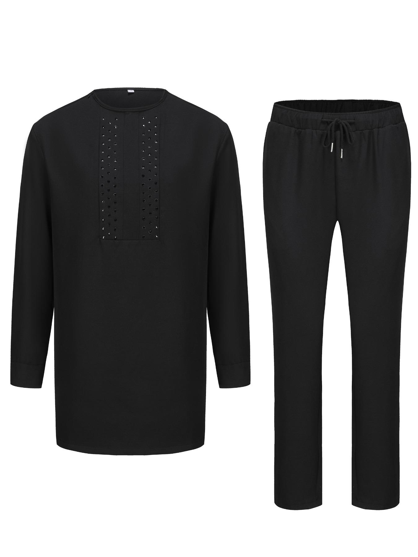 Men's Black round Neck African - Ethnic Style ulasan dan harga