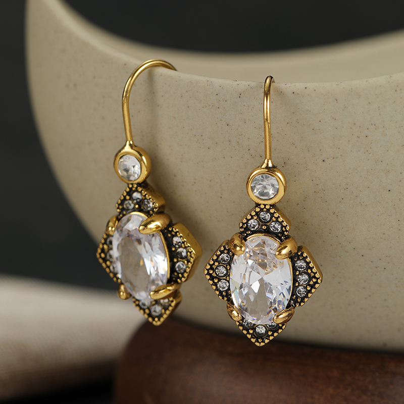 Vintage Inlaid White CZ Dangle - Ethnic Fashion Wear For Women ulasan dan harga